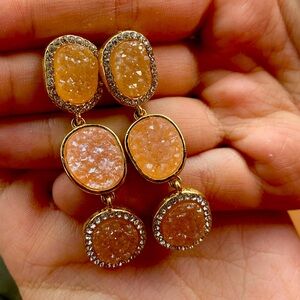 Long Pink/#rosegold sparkle earrings. OBO.